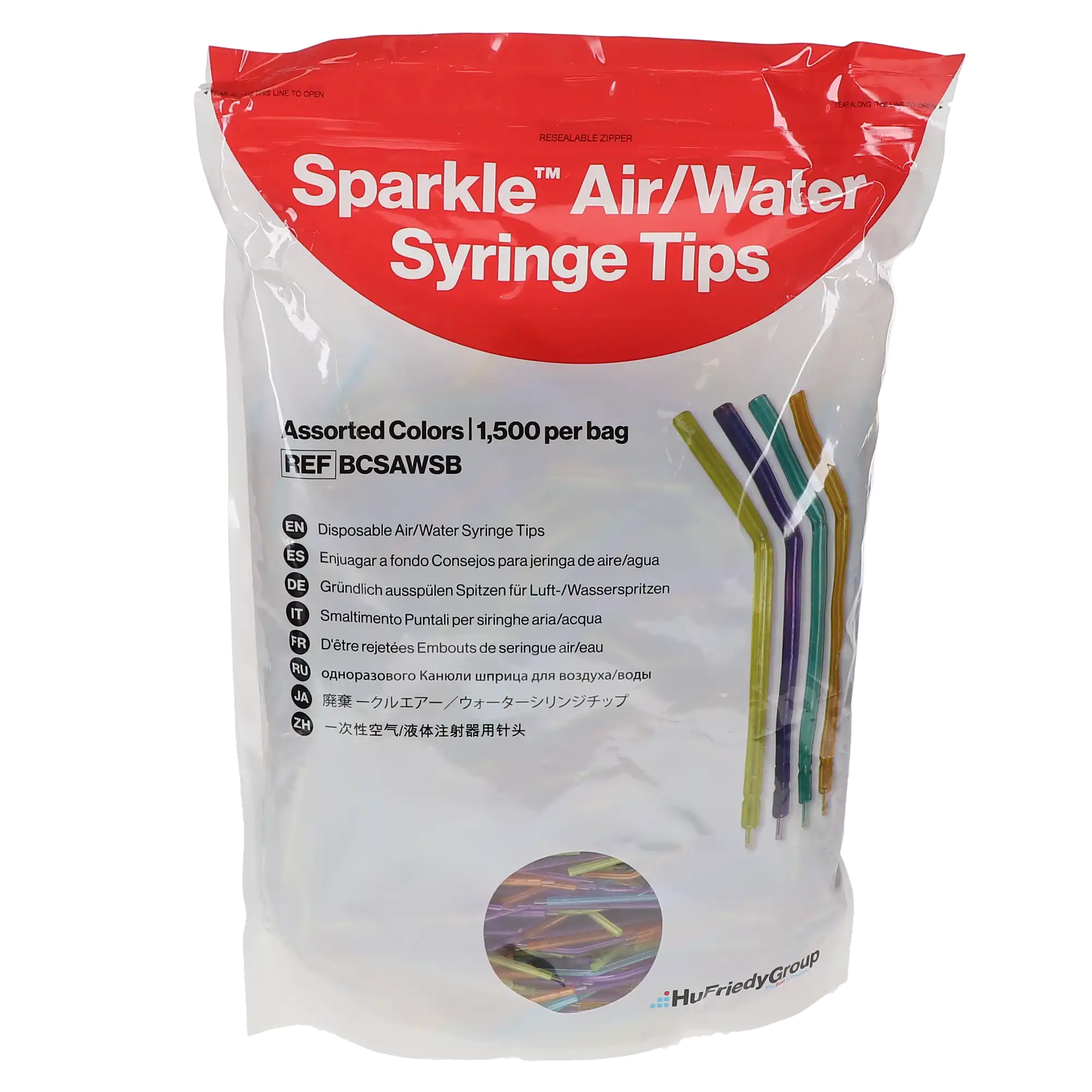 Sparkle Disposable Air/Water Syringe Tips, Assorted Translucent Colors, 1500/Bag, BCSAWSB thumbnail 6