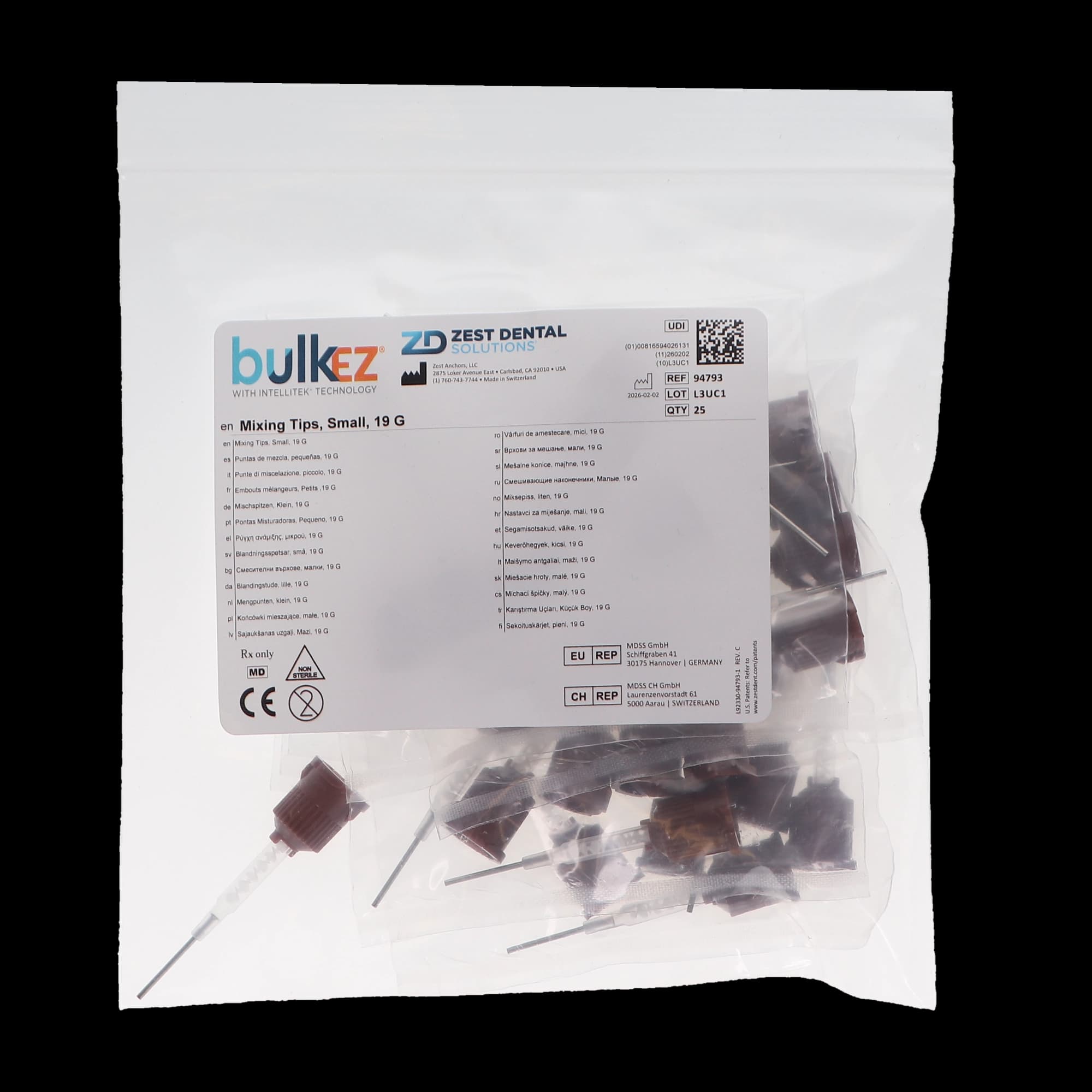 Bulk EZ Pre-Bent Mixing/Applicator Tips, 19 Gauge, Brown, 25/Pk, 94793 thumbnail 8