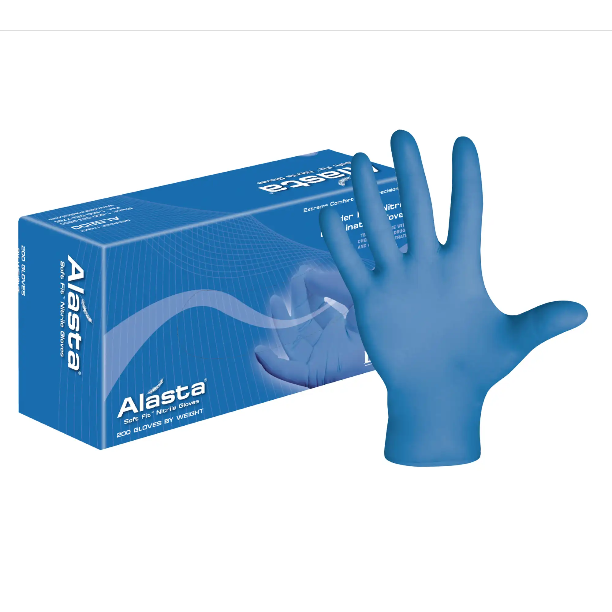 Alasta 200 Soft Fit Nitrile Exam Gloves, Powder-Free, Non-Sterile, Violet Blue, Small, 200/Box, ALS200S - Alasta 200 Nitrile Exam Gloves, Powder-Free, Small, 200/Box, ALS200S - Image 1