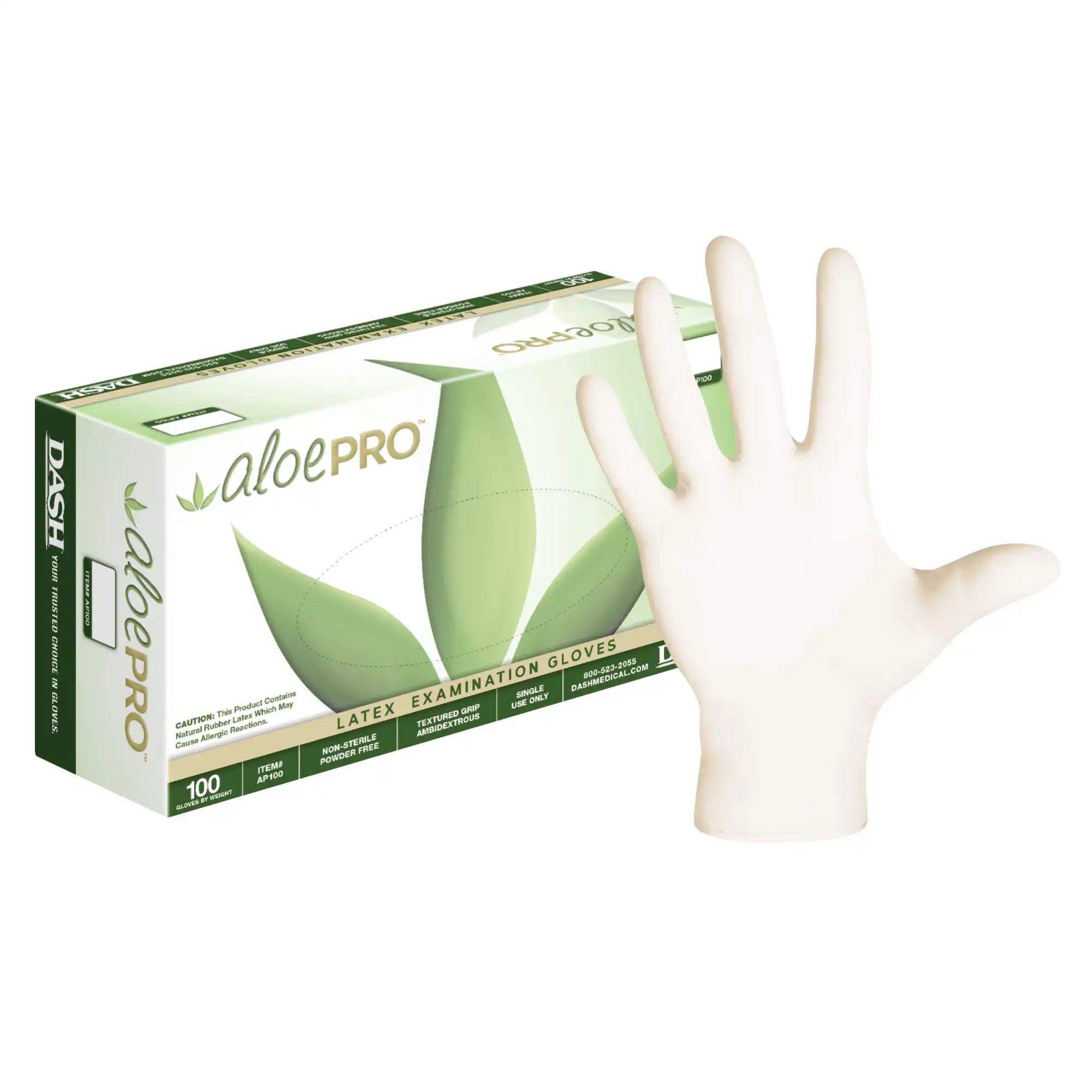 AloePRO Latex Examination Gloves, Powder-Free, Textured, Non-Sterile, Small, Natural, 100/Box, AP100S thumbnail 6