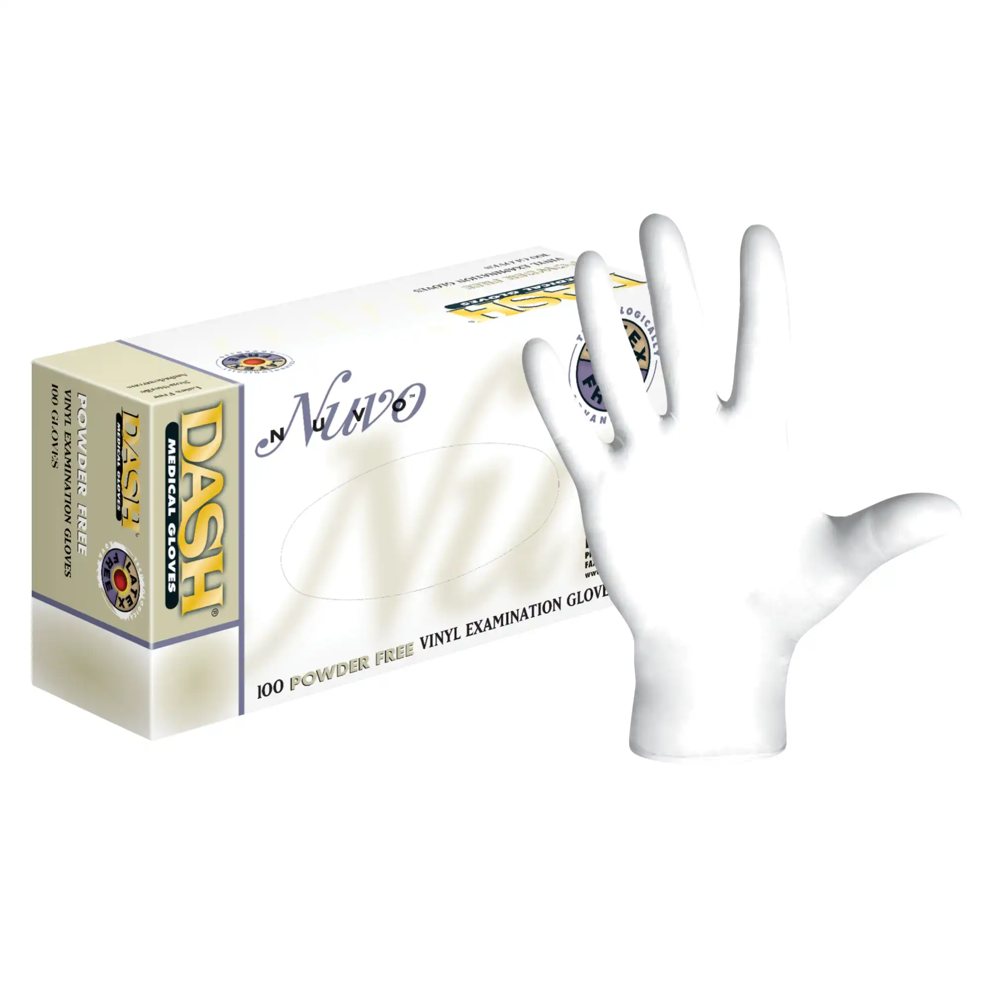 Nuvo Vinyl Exam Gloves, Powder-Free, Non-Sterile, Medium, White, 100/Box, NV100M thumbnail 9