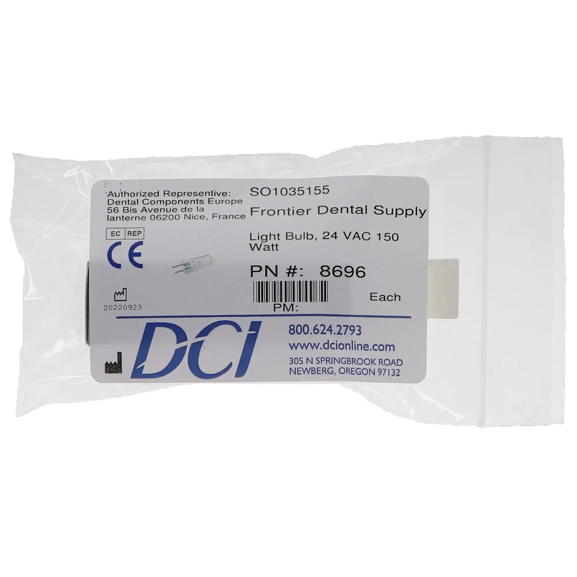 DCI International 24V/150W Dental Operating Light Replacement Bulb, G6.35 2-Pin Base, T-4 Shape, 1/Pk, 8696 thumbnail 5
