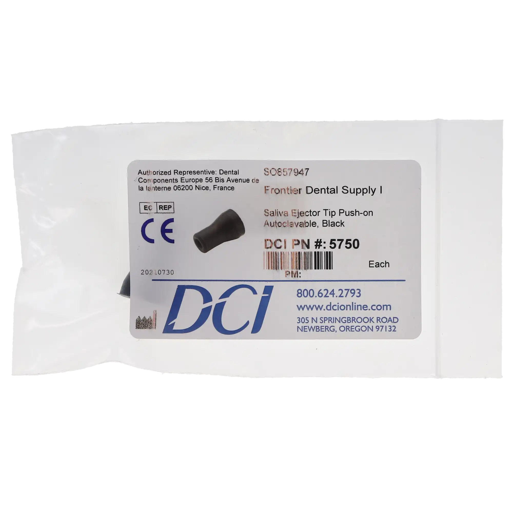 DCI International Push-On Saliva Ejector Tip, Black, Autoclavable, Latex-Free, Plastic, 1/Pk, 5750 thumbnail 4