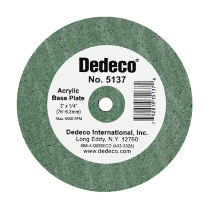 Dedeco Acrylic Base Plate Lathe Wheel, 3" x 3/8", Green, 1/Pk, 5138 thumbnail 4