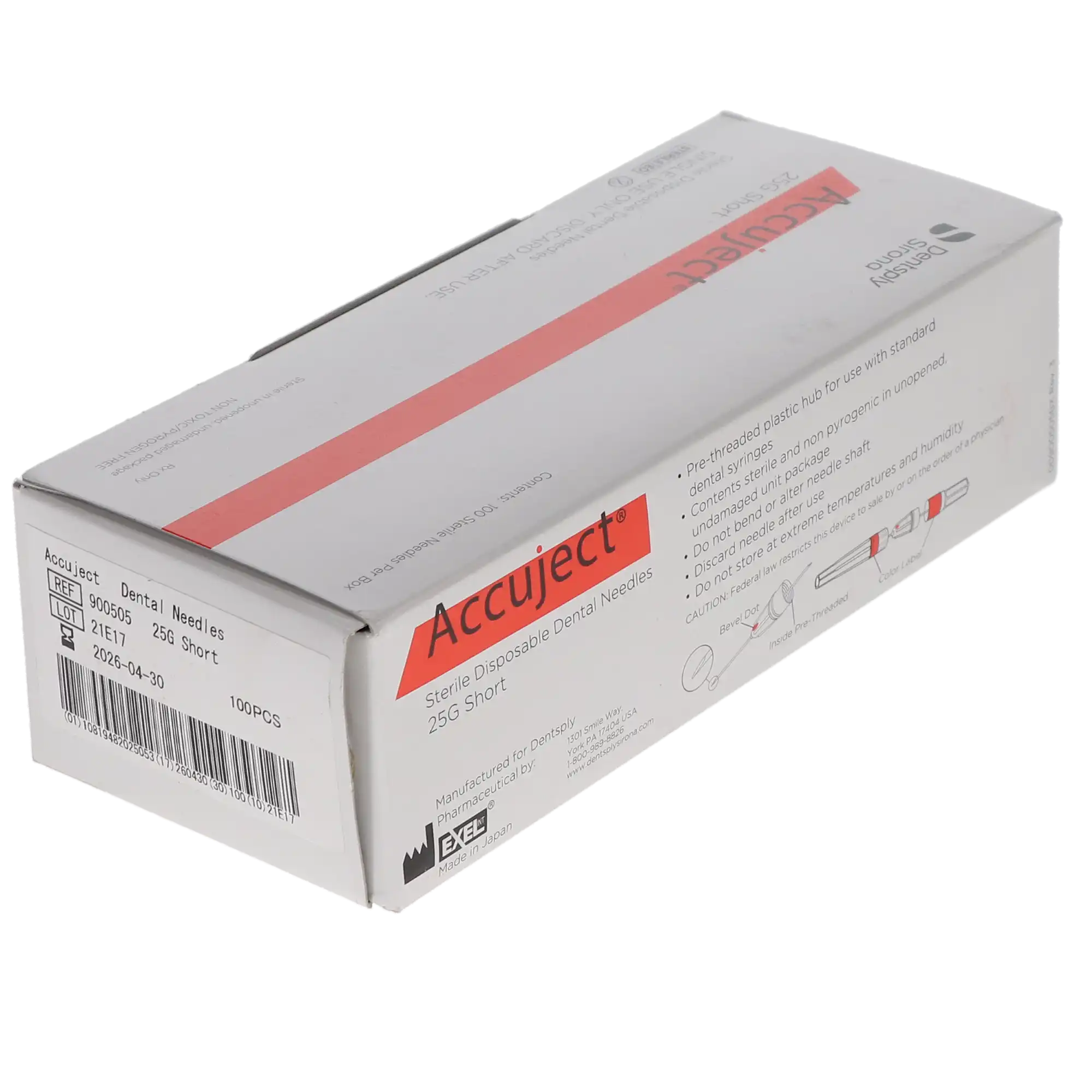 Accuject Disposable Dental Needle, 25 Gauge Short (21mm), Plastic Hub, Sterile, 100/Box, 900505 thumbnail 9