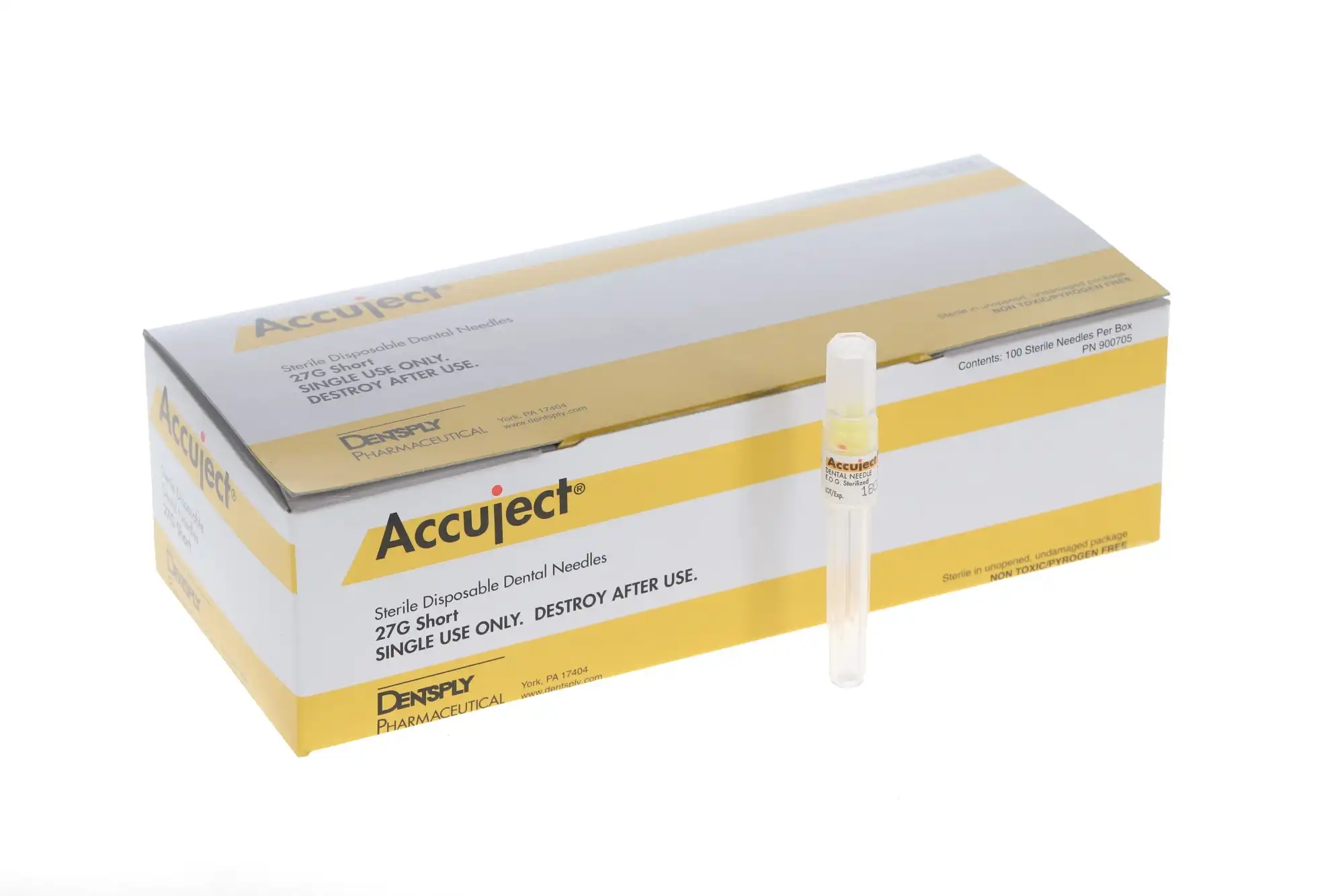 Accuject Disposable Dental Needles, Plastic Hub, 27 Gauge Short (21mm), Yellow, Sterile, 100/Box, 900705 thumbnail 9