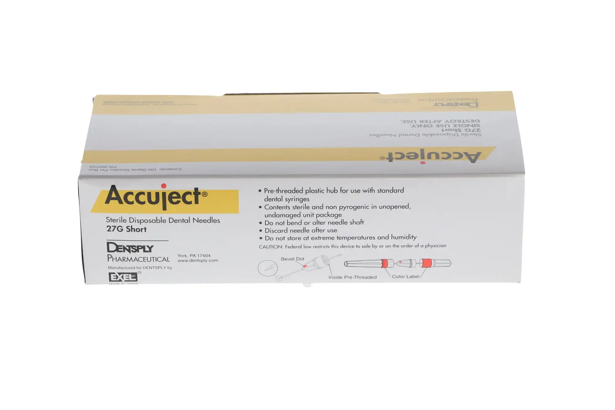 Accuject Disposable Dental Needles, Plastic Hub, 27 Gauge Short (21mm), Yellow, Sterile, 100/Box, 900705 thumbnail 12