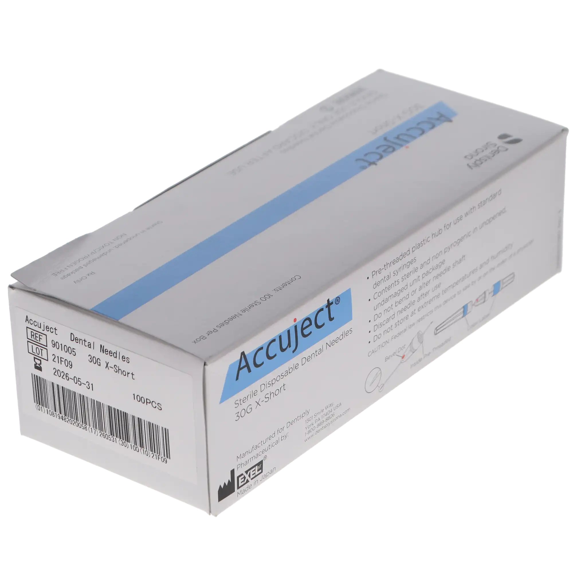 Accuject Disposable Dental Needles, Plastic Hub, 30 Gauge, Extra Short (12mm), Blue, 100/Box, 901005 thumbnail 9