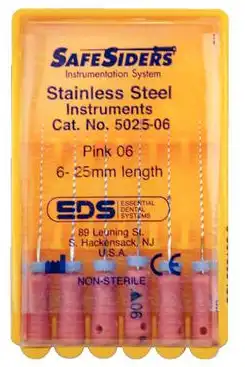 SafeSiders Endodontic Reamers, Stainless Steel, 25mm, .02 Taper, Size #06, Pink, 6/Pkg, 5025-06 thumbnail 7