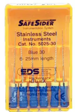 SafeSiders Endodontic Reamers, Stainless Steel, 25mm, .02 Taper, Size #30, Blue, 6/Pkg, 5025-30 thumbnail 7