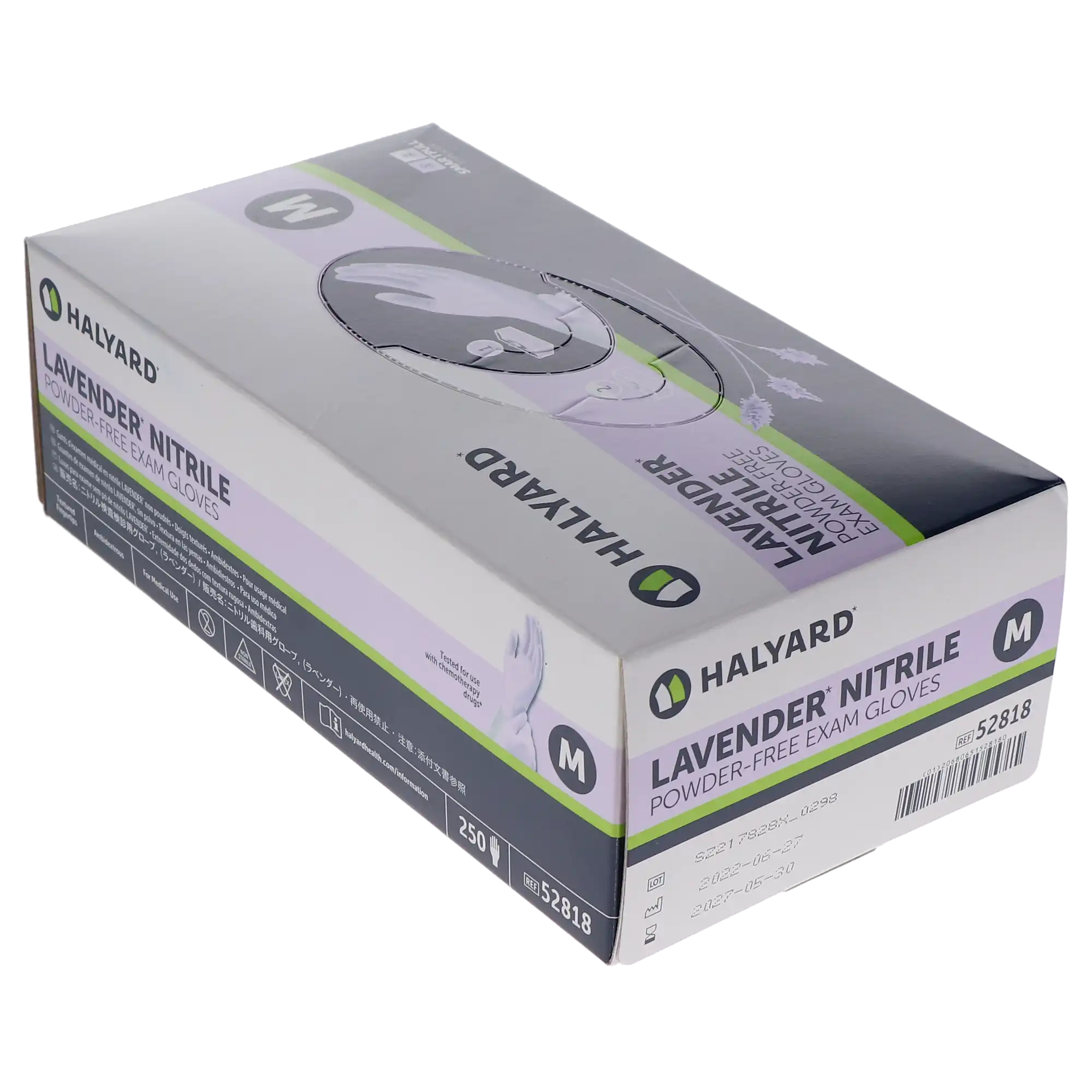 Halyard KC100 Lavender Nitrile Exam Gloves, Powder-Free, Latex-Free, Medium, 250/Box, 52818 thumbnail 2