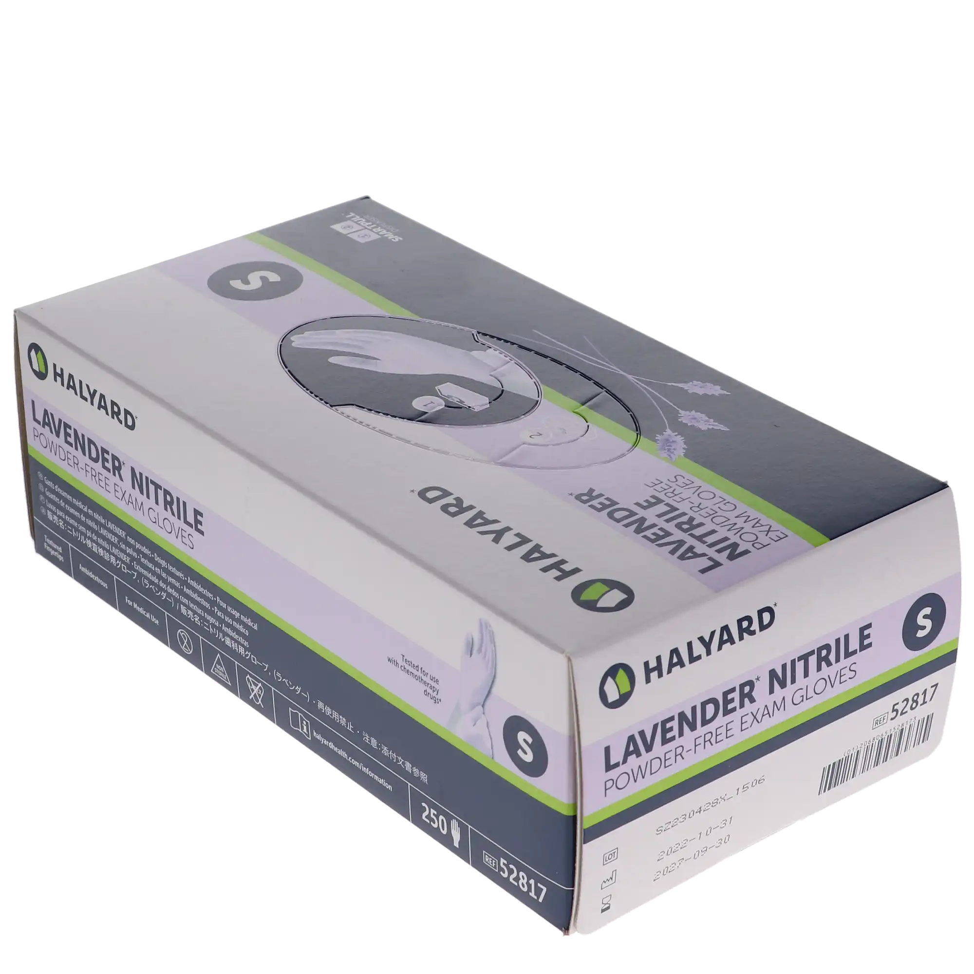 Halyard KC100 Lavender Nitrile Exam Gloves, Powder-Free, Latex-Free, Small, 250/Box, 52817 thumbnail 2