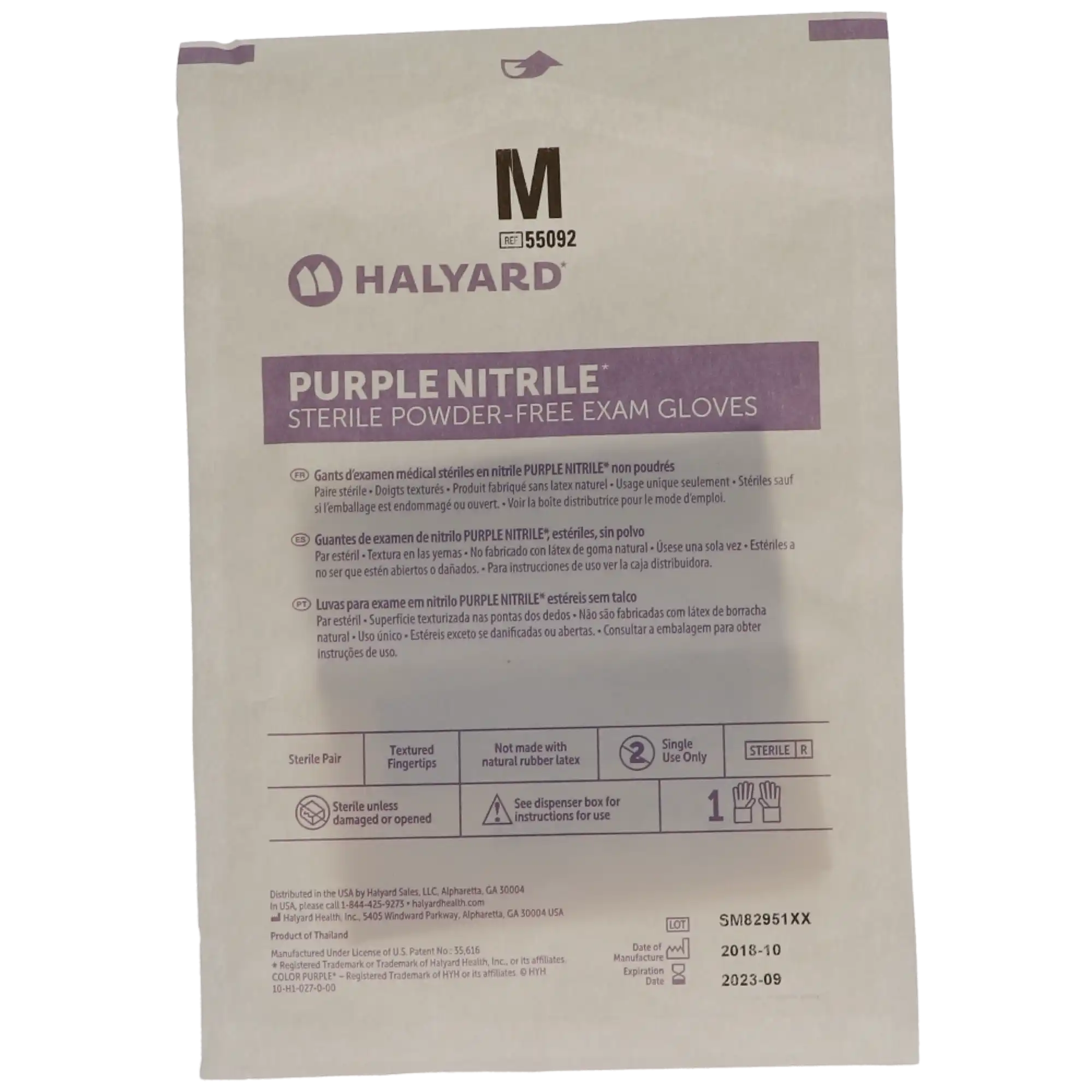 Halyard Purple Nitrile Sterile Powder-Free Exam Gloves, Medium, 50 Pairs/Box, 55092 thumbnail 2