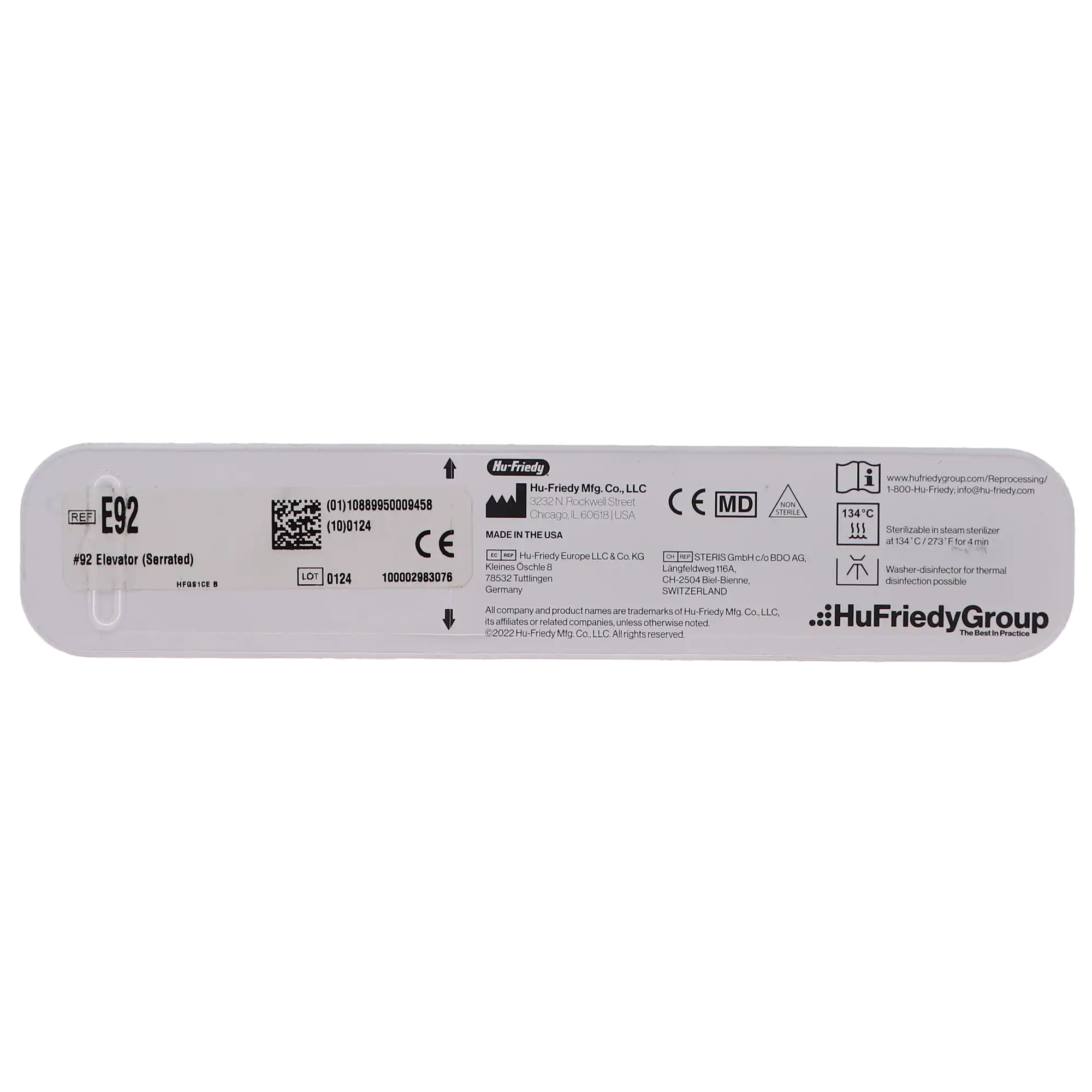 Hu-Friedy #92 Serrated Surgical Elevator, #510 Large Tapered Hexagon Handle, Single End, E92, 1/Pk thumbnail 4