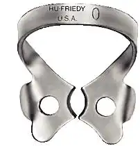 Hu-Friedy Rubber Dam Clamp #0, Satin Steel, Winged, Longer Premolars, 1/Pk, RDCM0 thumbnail 2