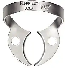 Hu-Friedy Satin Steel Rubber Dam Clamp, #W7, Wingless, Lower Molars, RDCMW7, 1/Pk thumbnail 2