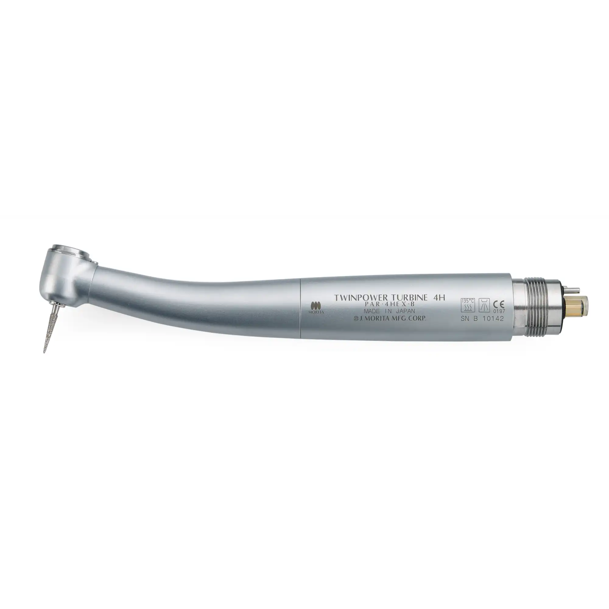 J. Morita TwinPower Turbine Basic High-Speed Handpiece, 4-Hole, Non-Optic, Push Button, Chrome Body, 1/Pk, 16-5360838 thumbnail 2
