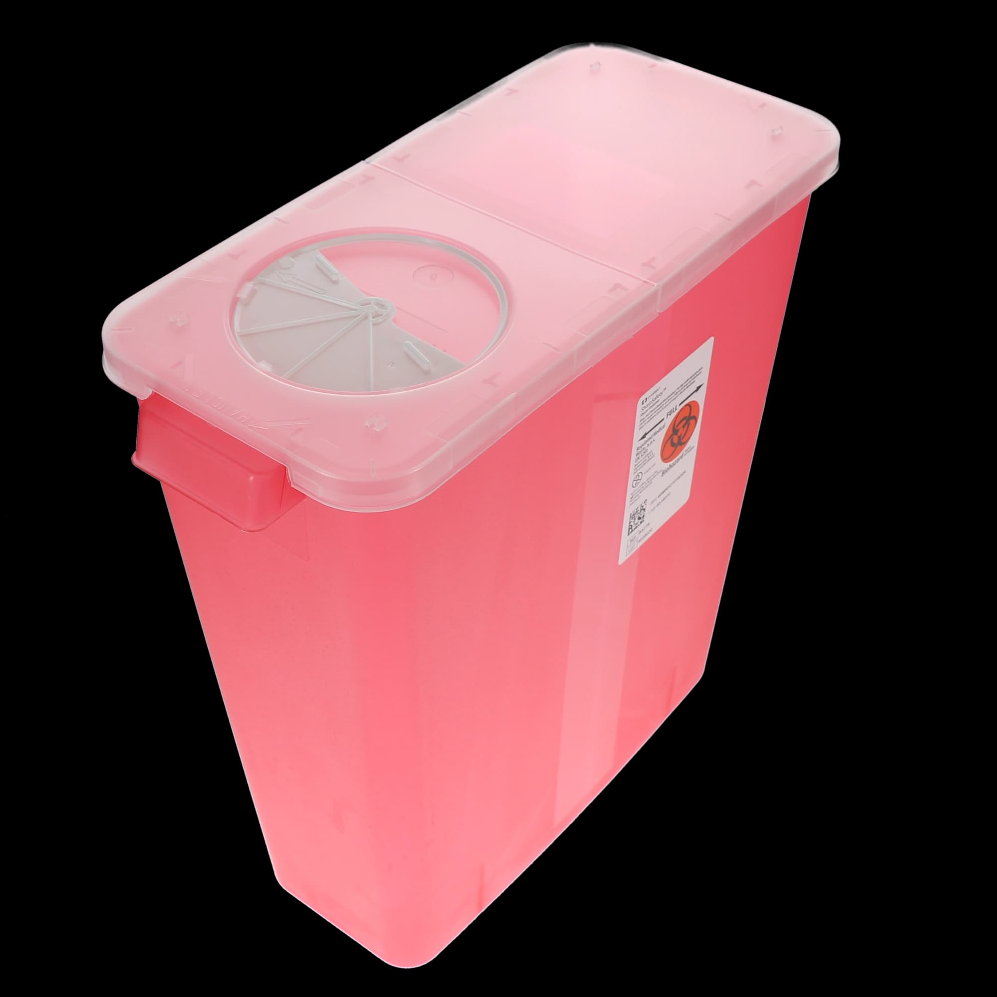 SharpStar Multi-Purpose Sharps Container with Hinged Rotor Lid, 3 Gallon, Transparent Red, 13.75"H x 6"D x 13.75"W, 8527R thumbnail 3