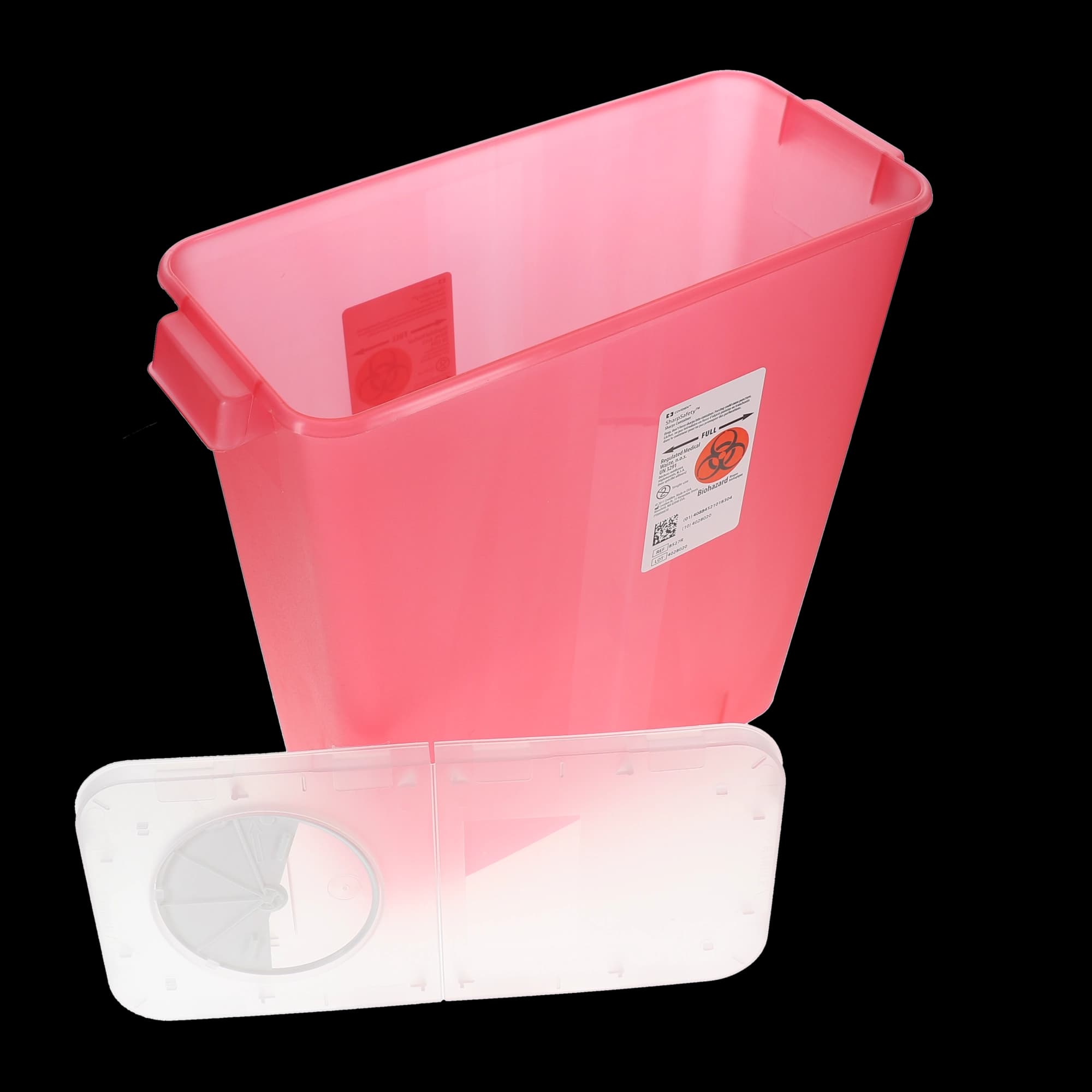 SharpStar Multi-Purpose Sharps Container with Hinged Rotor Lid, 3 Gallon, Transparent Red, 13.75"H x 6"D x 13.75"W, 8527R thumbnail 4