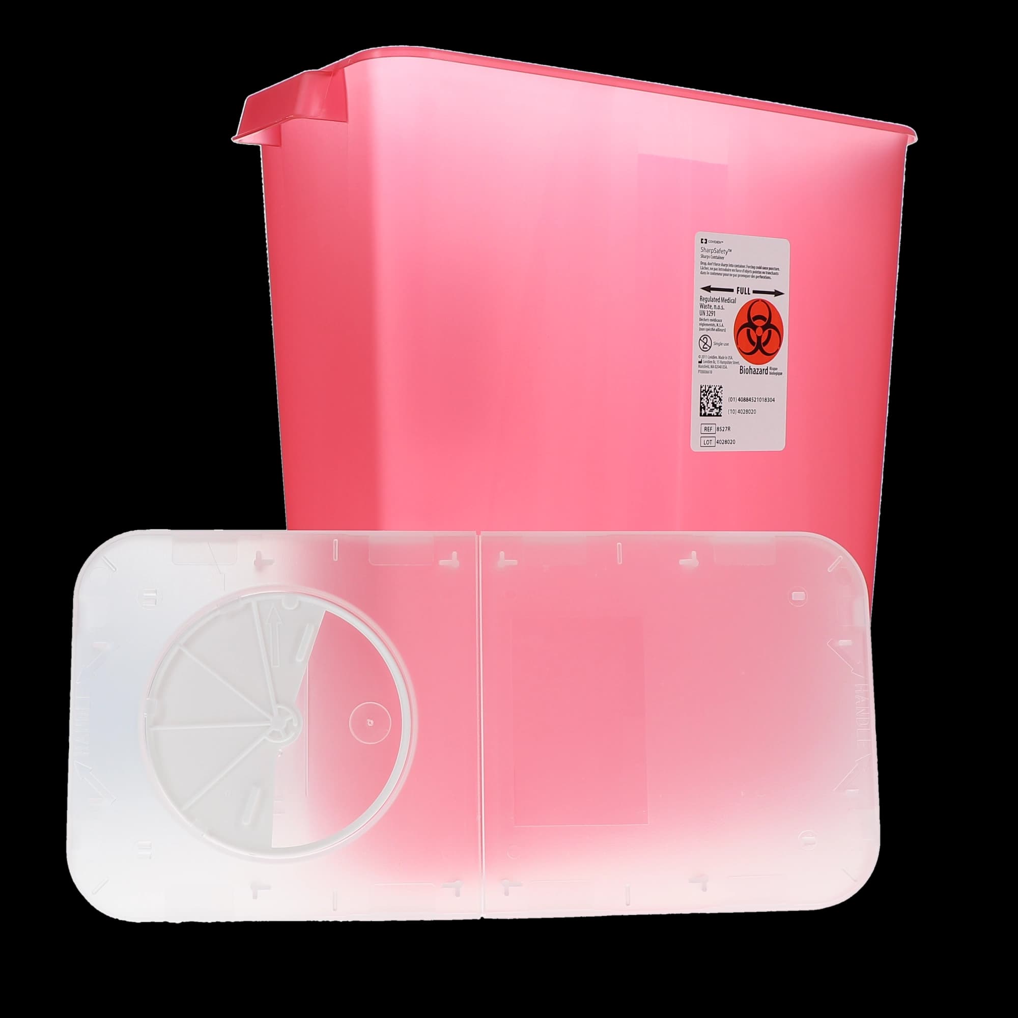 SharpStar Multi-Purpose Sharps Container with Hinged Rotor Lid, 3 Gallon, Transparent Red, 13.75"H x 6"D x 13.75"W, 8527R thumbnail 5