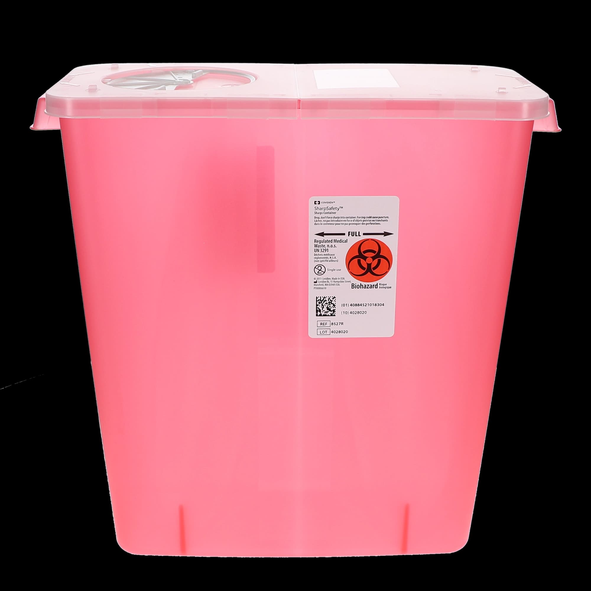 SharpStar Multi-Purpose Sharps Container with Hinged Rotor Lid, 3 Gallon, Transparent Red, 13.75"H x 6"D x 13.75"W, 8527R thumbnail 2