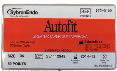 Kerr Autofit Greater Taper Gutta-Percha Cones, Hand-Rolled, 0.06 Taper, White, 50/Pk, 972-0102 thumbnail 7