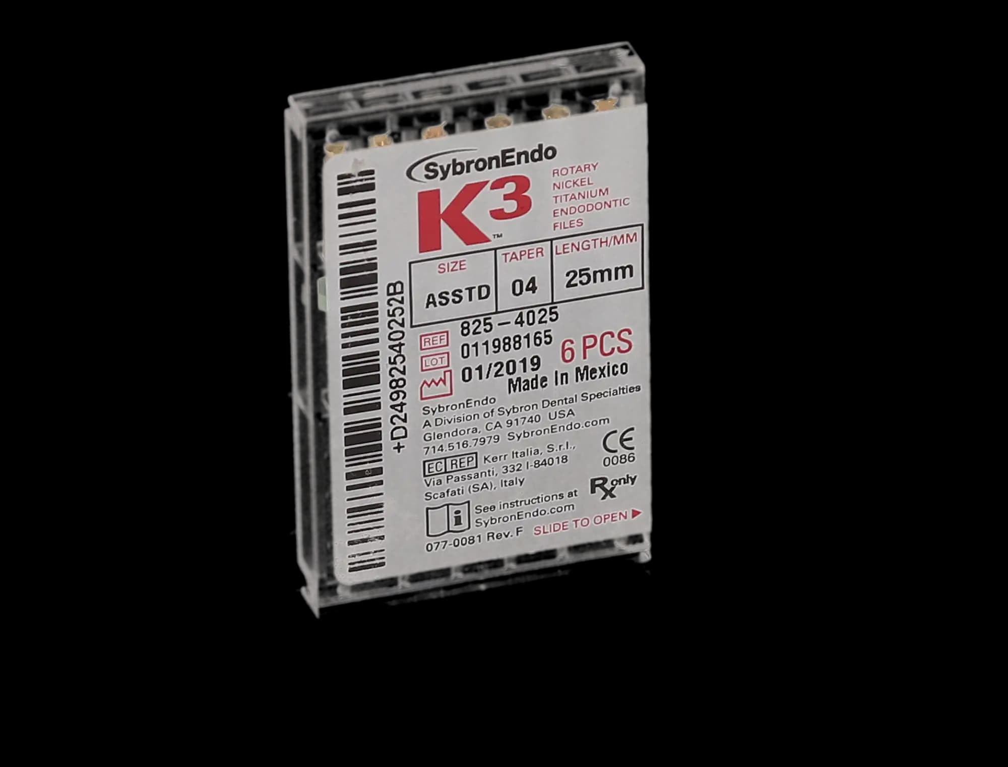 K3 Nickel-Titanium Rotary Endodontic Files, 25 mm, .04 Taper, Assorted #15-40, 6/Pk, 825-4025 thumbnail 10