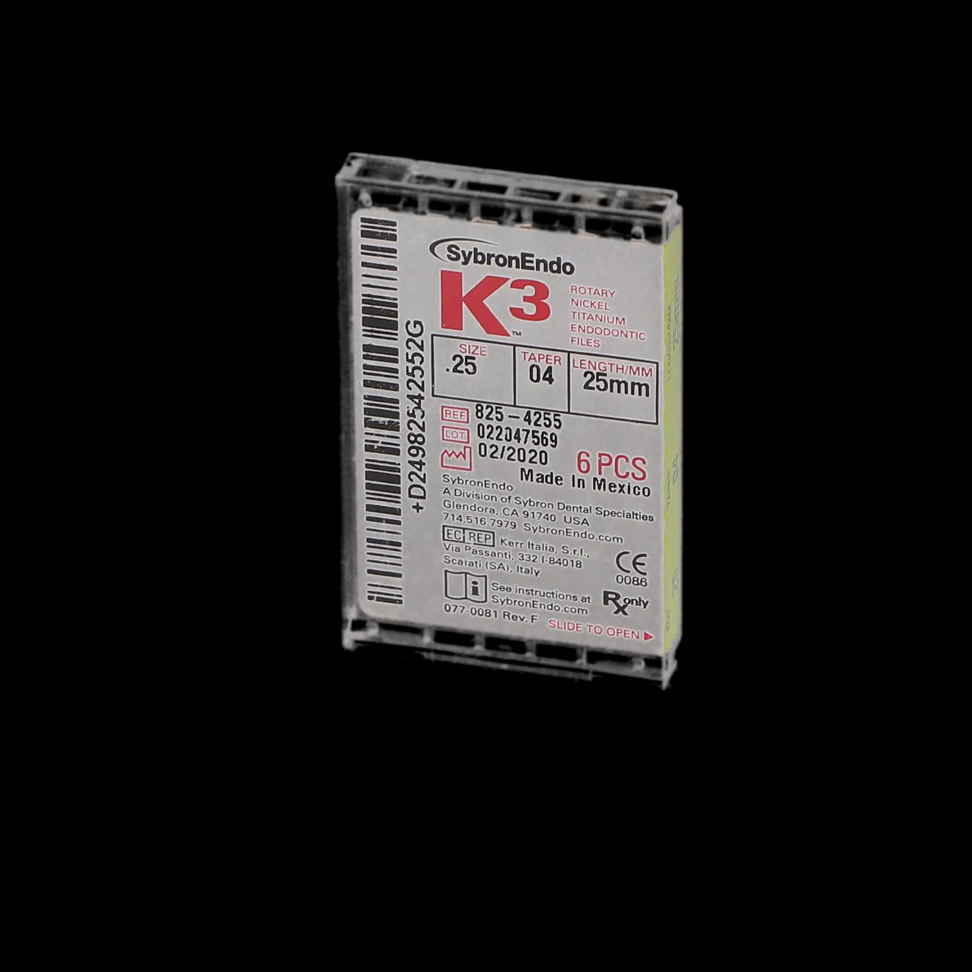 K3 Nickel-Titanium Rotary Endodontic Files, 25 mm, .04 Taper, #25, Red, 6/Pk, 825-4255 thumbnail 7
