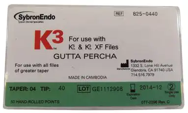 K3/K3XF Gutta Percha Points, 0.04 Taper, Size #40, Black, 50/Pk, 825-0440 thumbnail 8