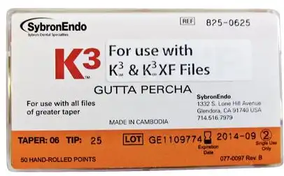 K3/K3XF Gutta Percha Points, 0.06 Taper, #25, Red, 50/Pk, 825-0625 thumbnail 7