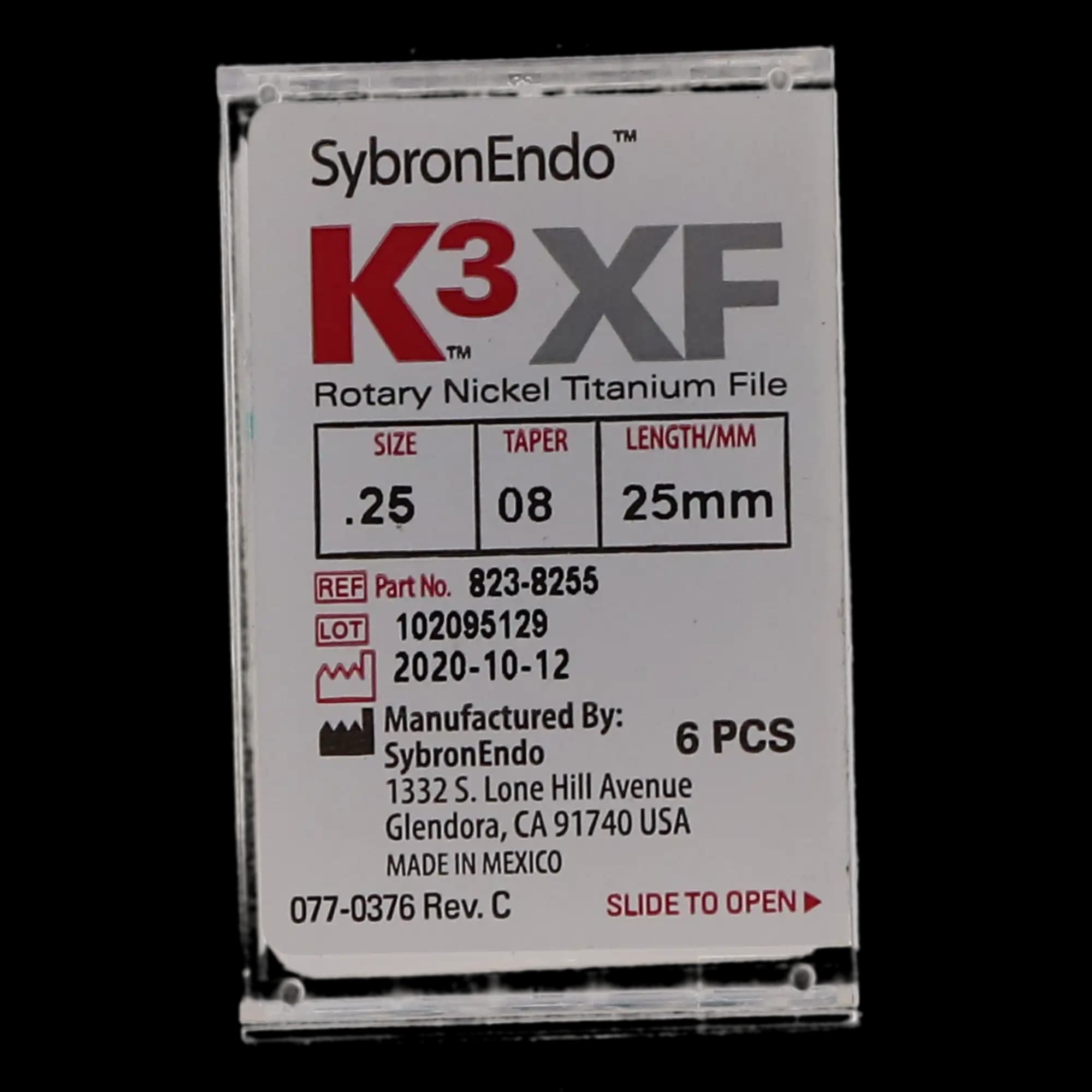 K3XF Nickel Titanium Rotary Files, #25, .08 Taper, 25 mm, Red, 6/Pk, 823-8255 thumbnail 6
