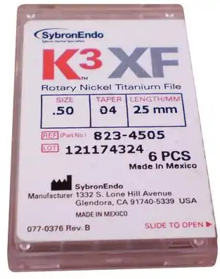 K3XF NiTi Rotary Files, 25 mm, .04 Taper, #50, Yellow, 6/Pk, 823-4505 thumbnail 3