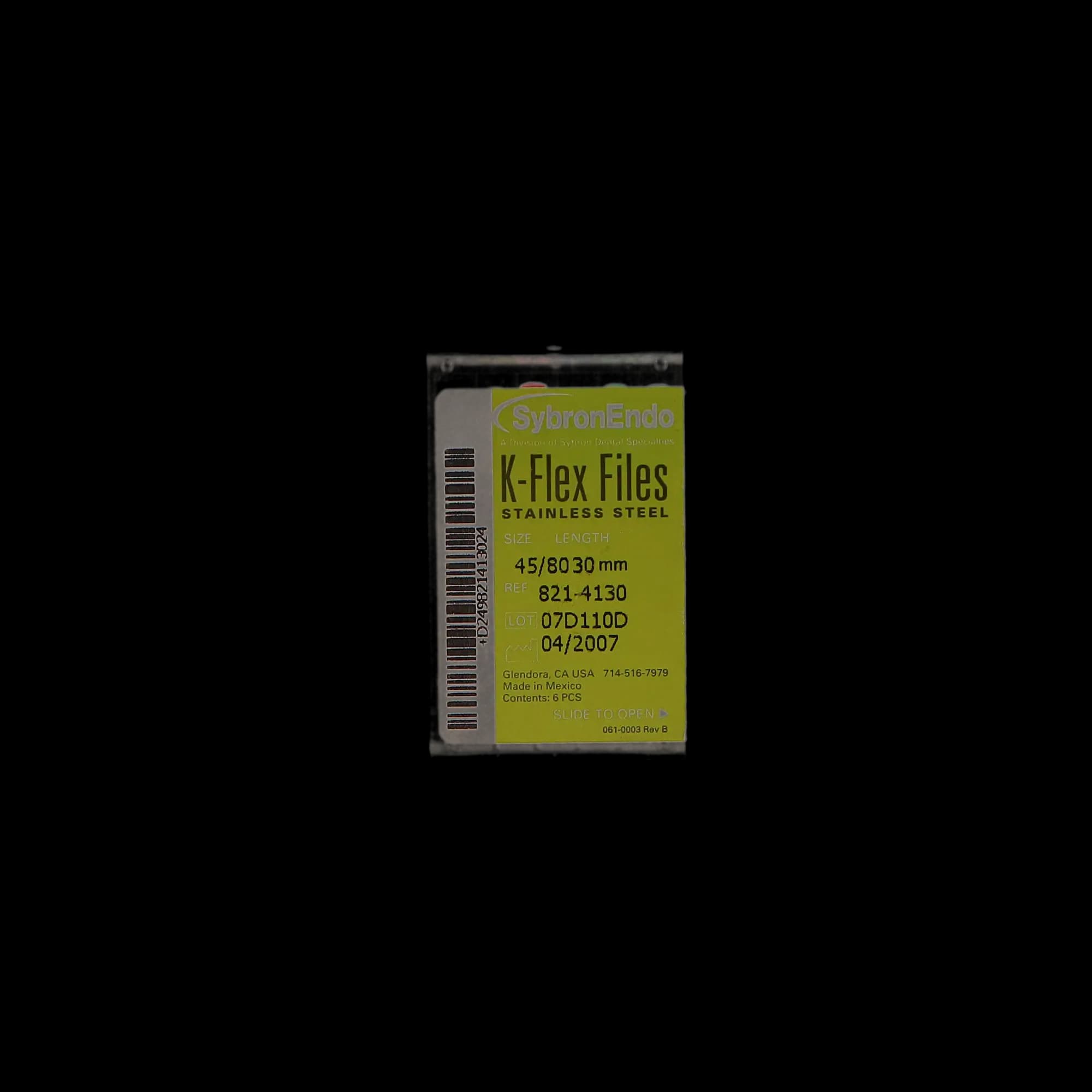 Kerr K-Flex Endodontic Files, Stainless Steel, 30mm, Assorted #45-80, 6/Pkg, 821-4130 thumbnail 6