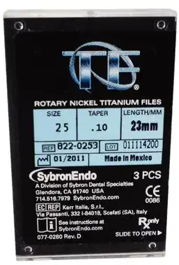 Kerr TF Twisted Files Rotary NiTi File, #25, 0.10 Taper, 23 mm, Red, 3/Pk, 822-0253 thumbnail 8