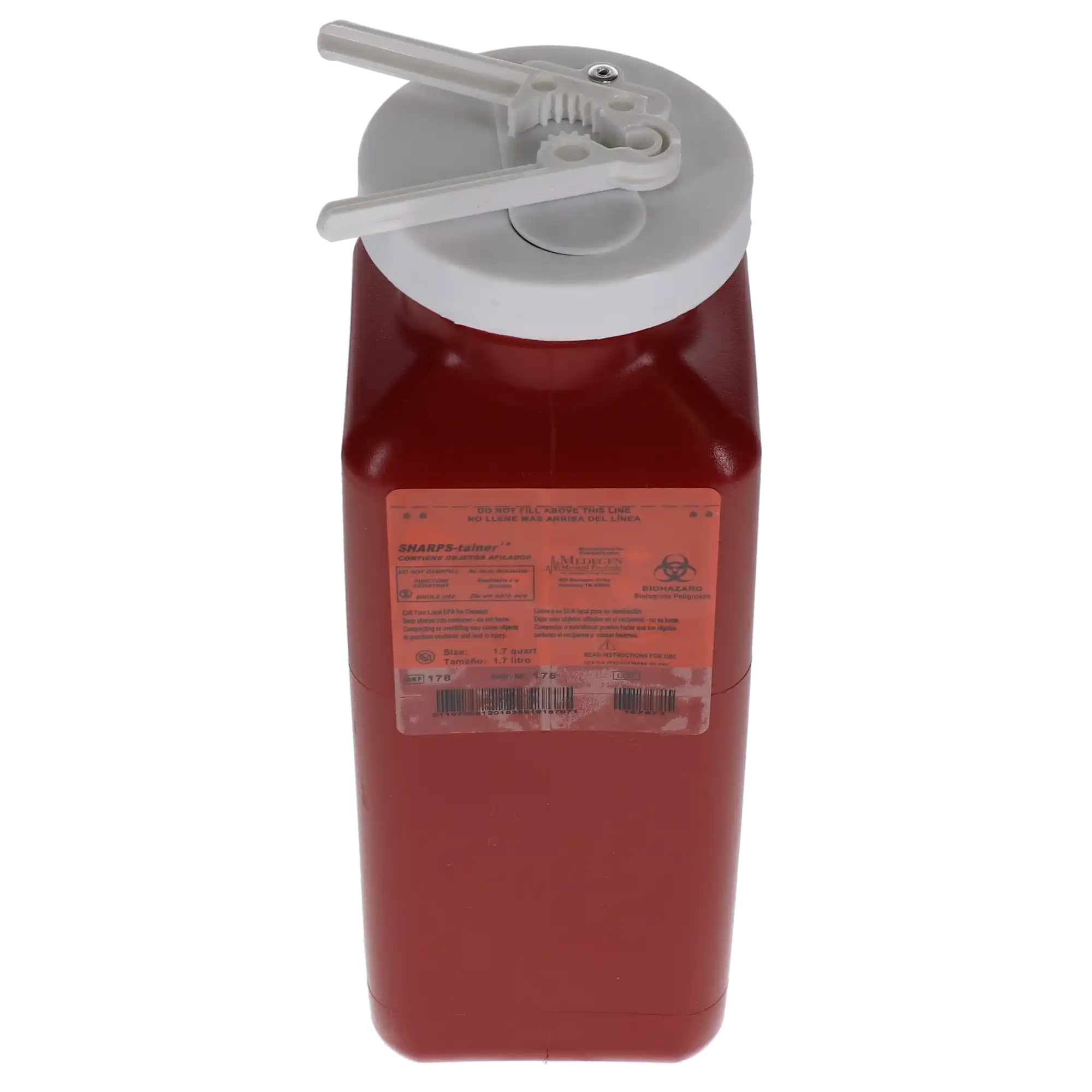 Medical Action Non-Stackable Sharps Phlebotomy Container, 1.7 Qt, Large, Red, with Needle Remover, 178 thumbnail 2