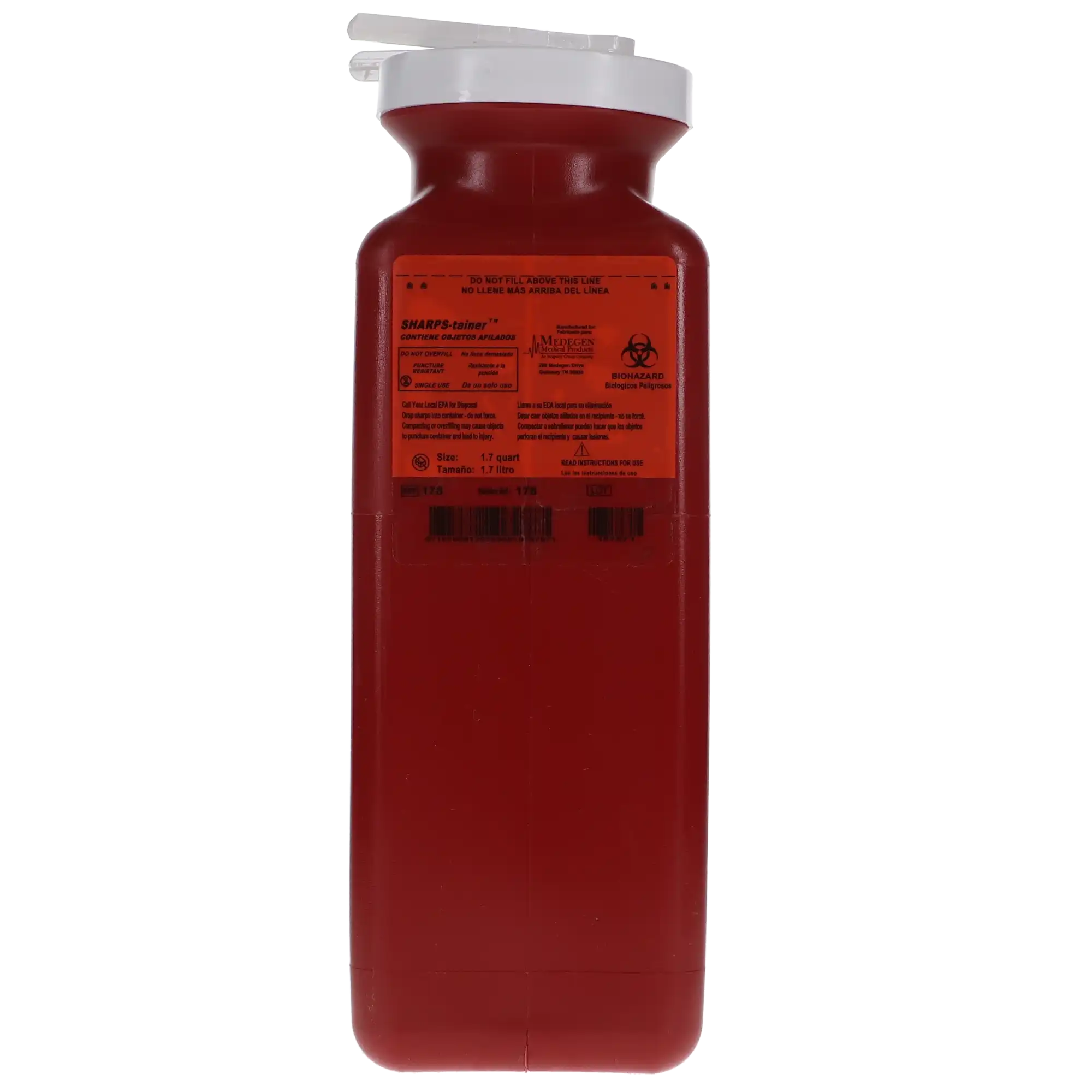 Medical Action Non-Stackable Sharps Phlebotomy Container, 1.7 Qt, Large, Red, with Needle Remover, 178 thumbnail 5