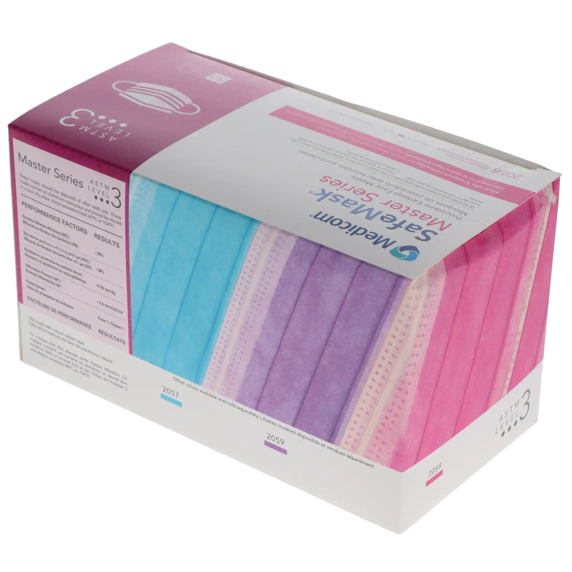 SafeMask Master Series Procedure Earloop Face Mask, ASTM Level 3, Azalea Festival (Bright Fuchsia), 50/Box, 2058 thumbnail 13