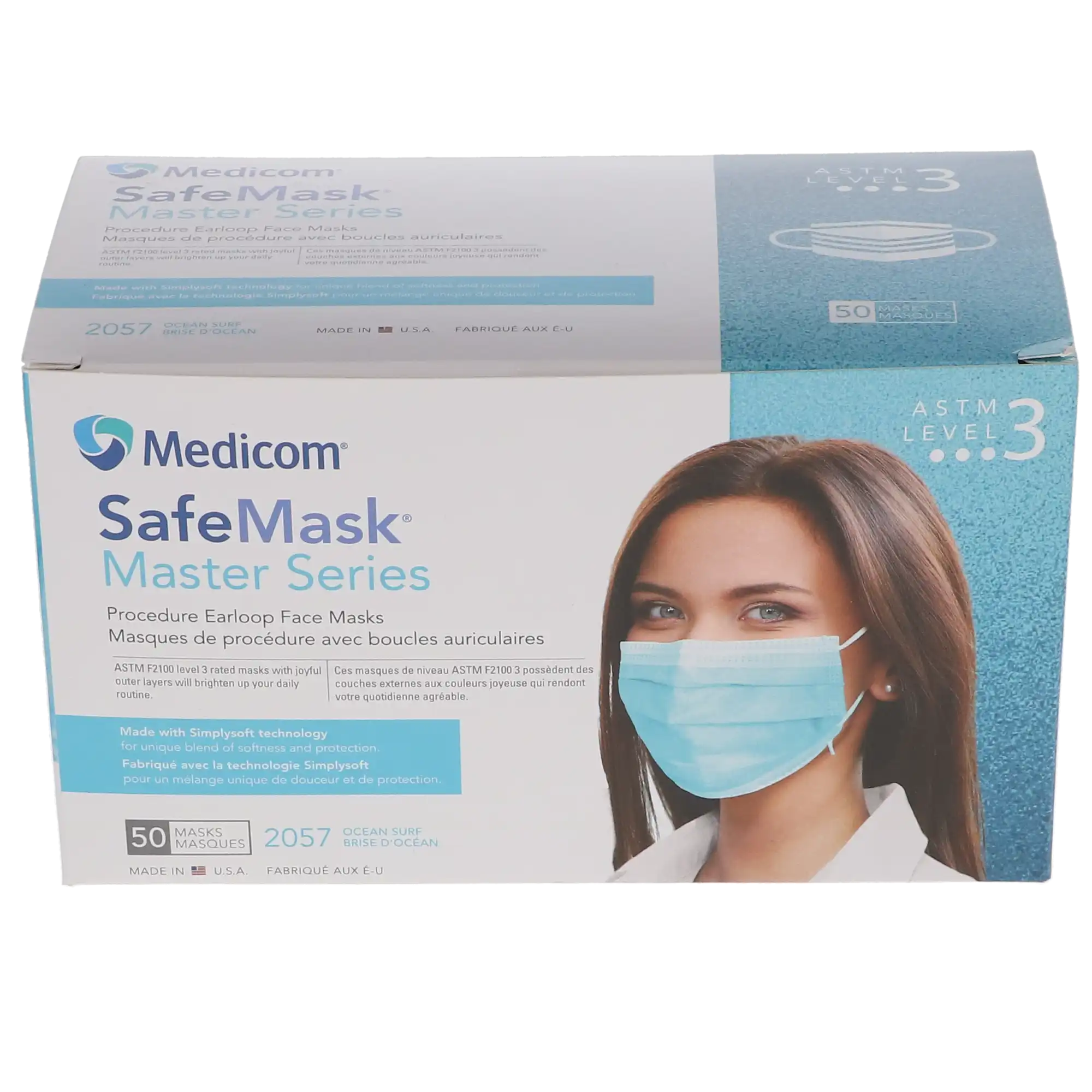 SafeMask Master Series Procedure Earloop Face Mask, ASTM Level 3, Ocean Surf (Aqua Marine), 50/Box, 2057 thumbnail 12