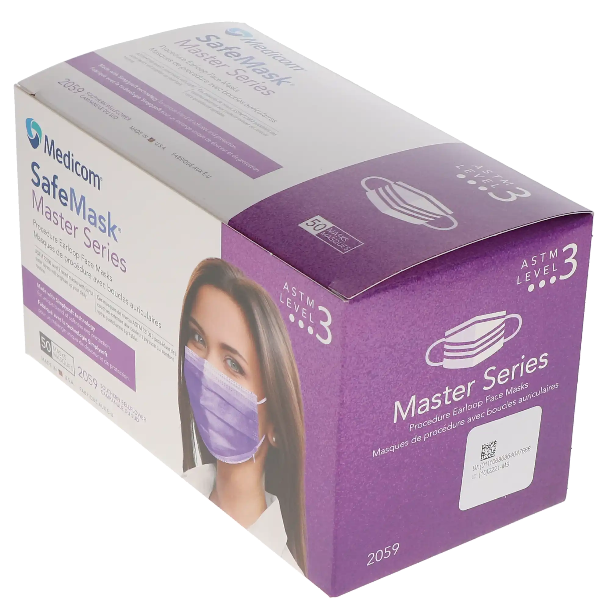 SafeMask Master Series Procedure Earloop Face Mask, ASTM Level 3, Southern Bellflower, 50/Box, 2059 thumbnail 13