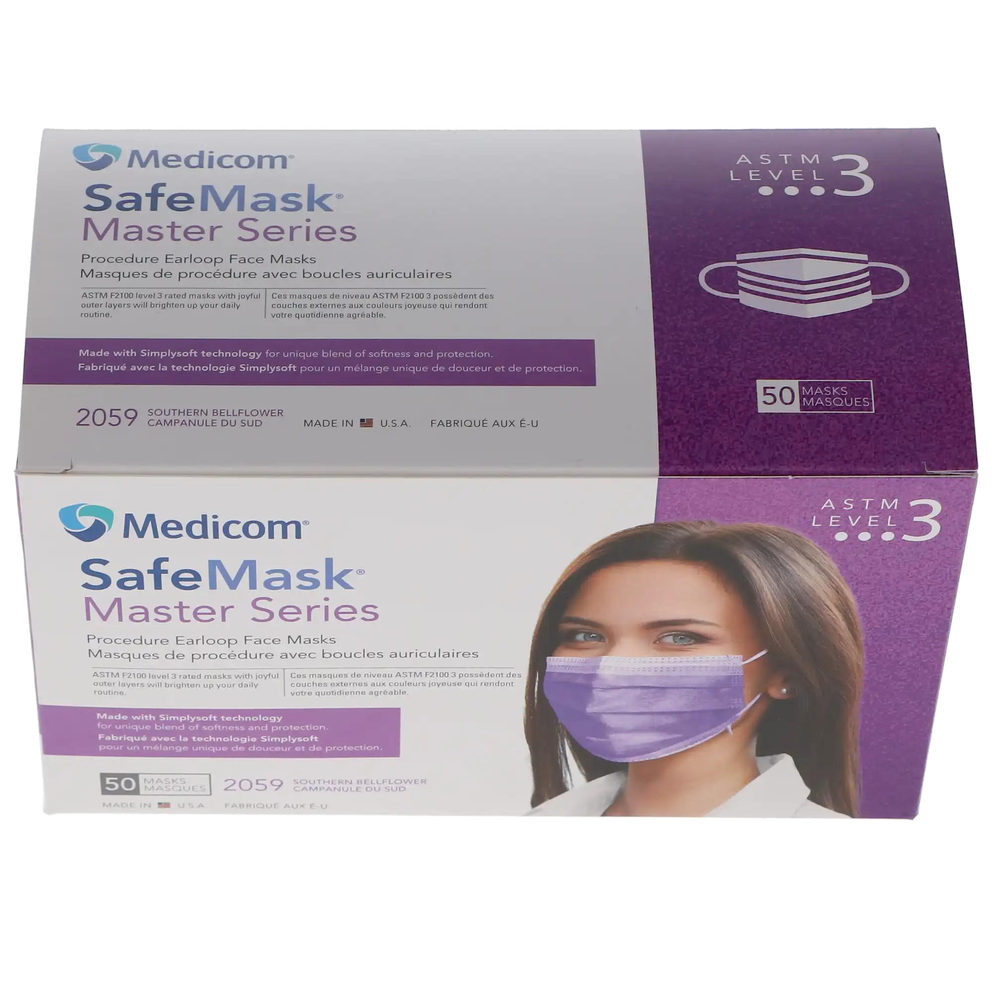 SafeMask Master Series Procedure Earloop Face Mask, ASTM Level 3, Southern Bellflower, 50/Box, 2059 thumbnail 14