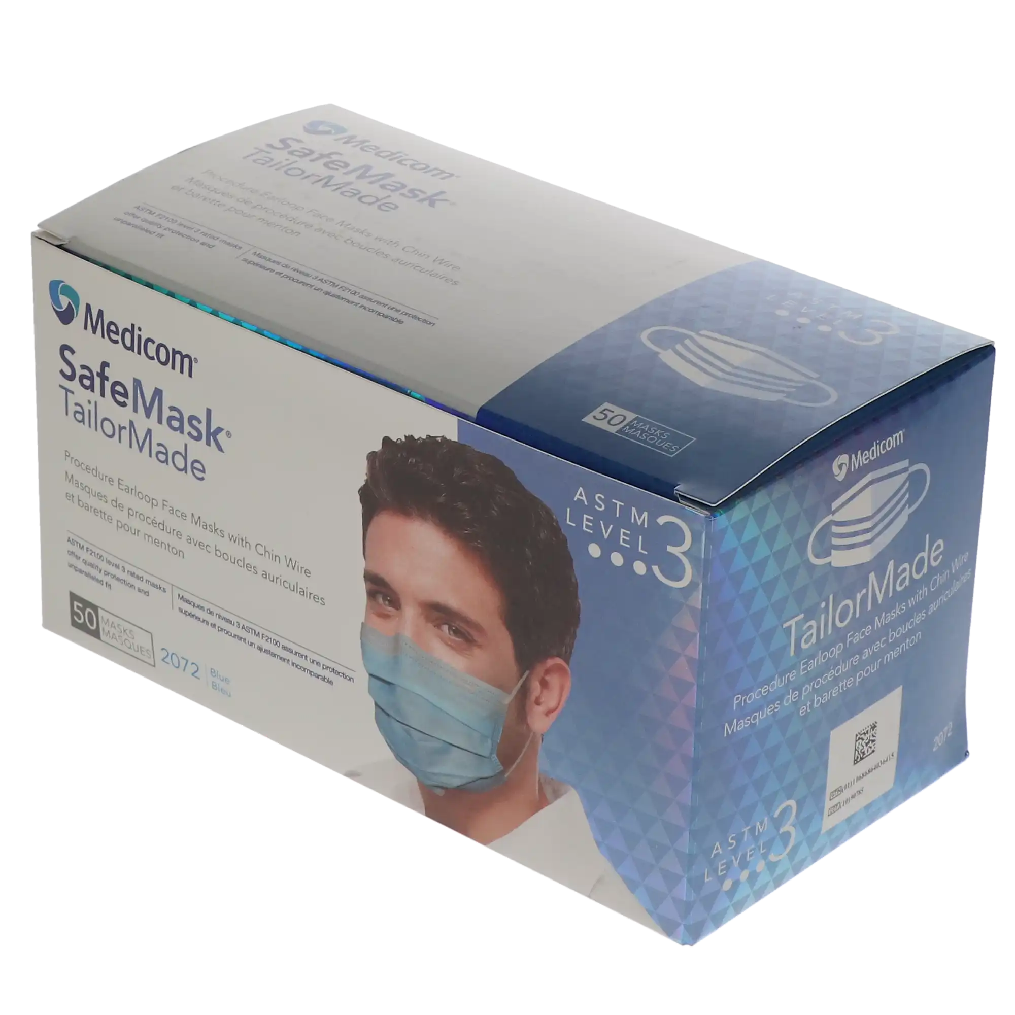 SafeMask TailorMade Procedure Mask with Chin Wire, ASTM Level 3, Blue, 50/Box, 2072 thumbnail 13