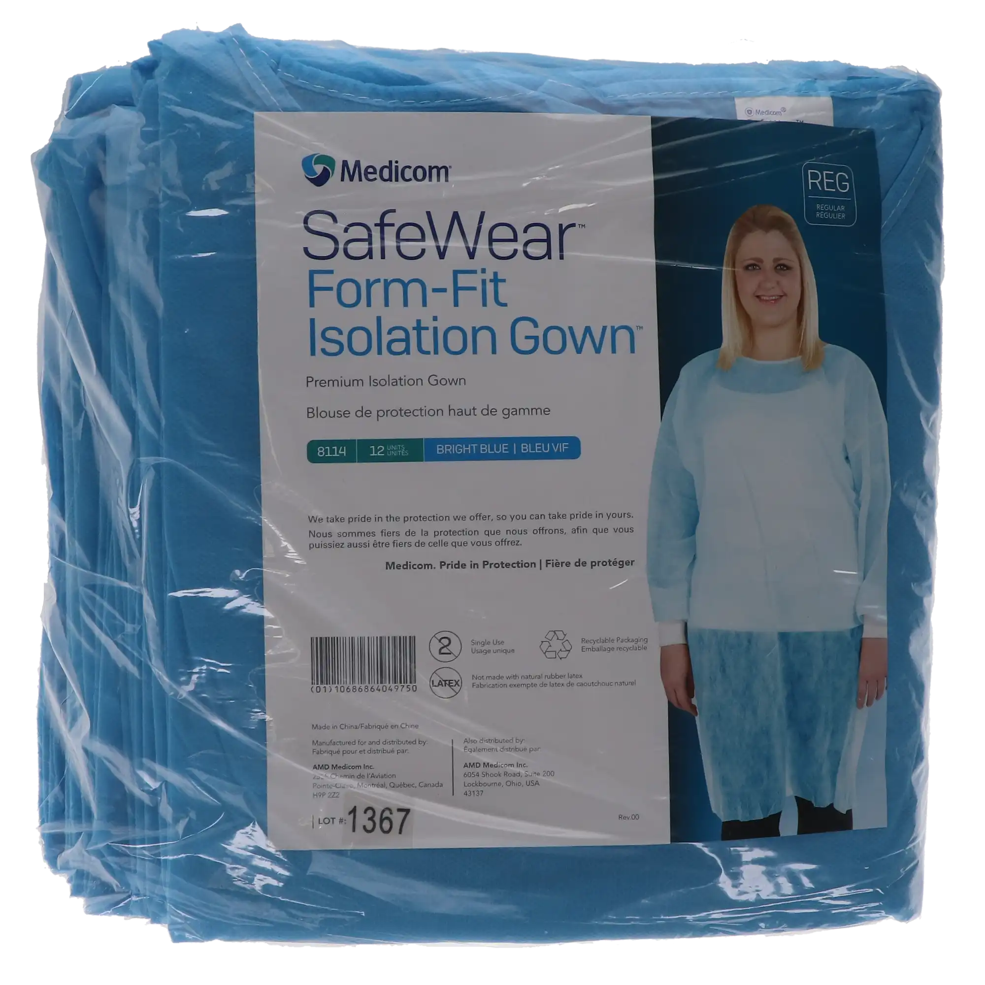 SafeWear Form-Fit Disposable Isolation Gown, Regular, Bright Blue, Latex-Free, 12/Pk, 8114 thumbnail 7