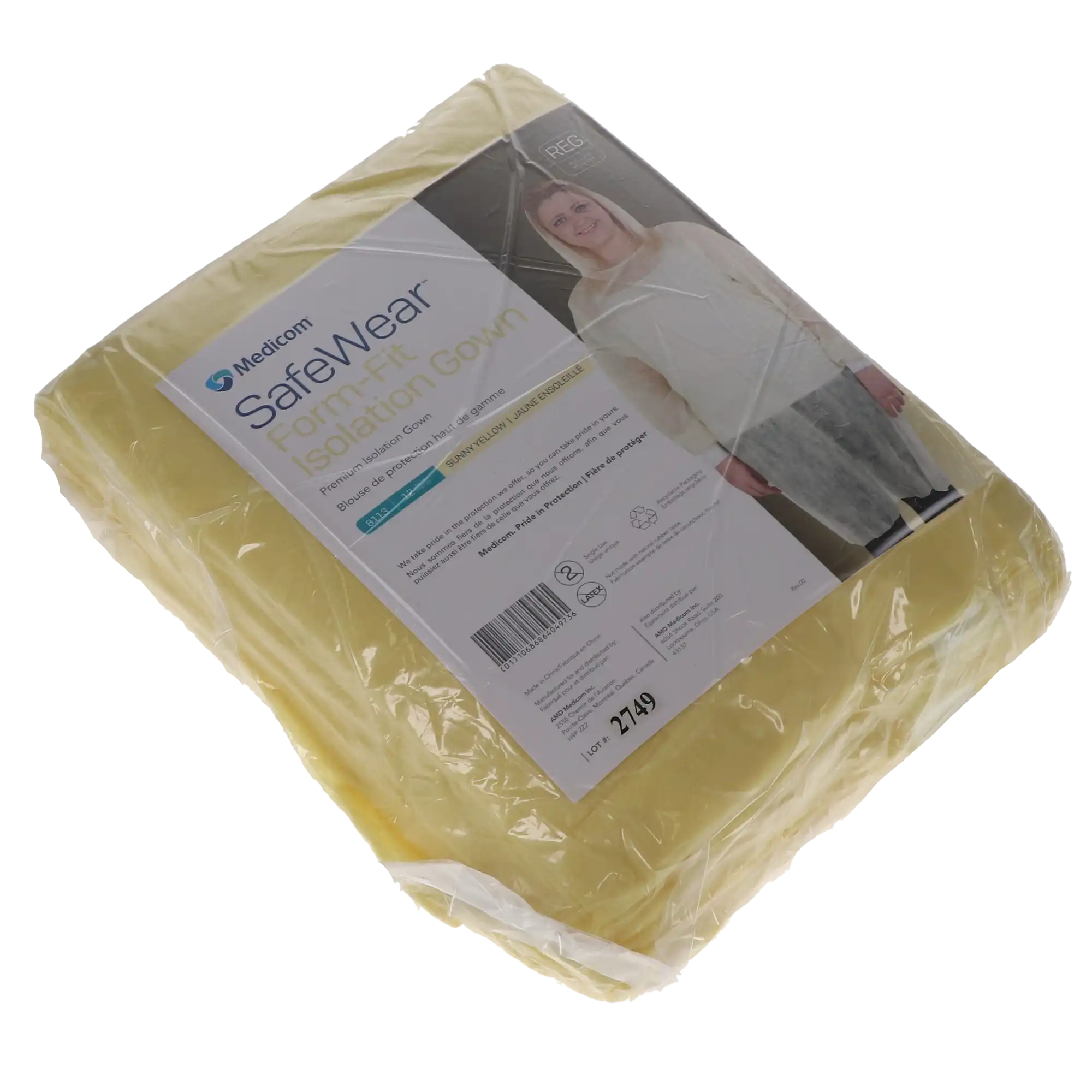 SafeWear Form-Fit Disposable Isolation Gown, Regular, Sunny Yellow, 12/Pk, 8113 thumbnail 8
