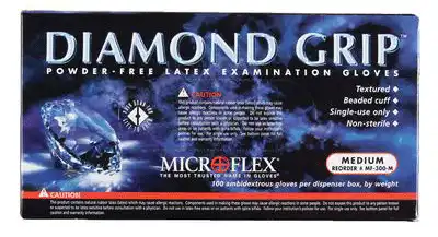 Microflex Diamond Grip MF-300 Powder-Free Latex Exam Gloves, Large, Natural, 100/Box, MF-300-L thumbnail 8