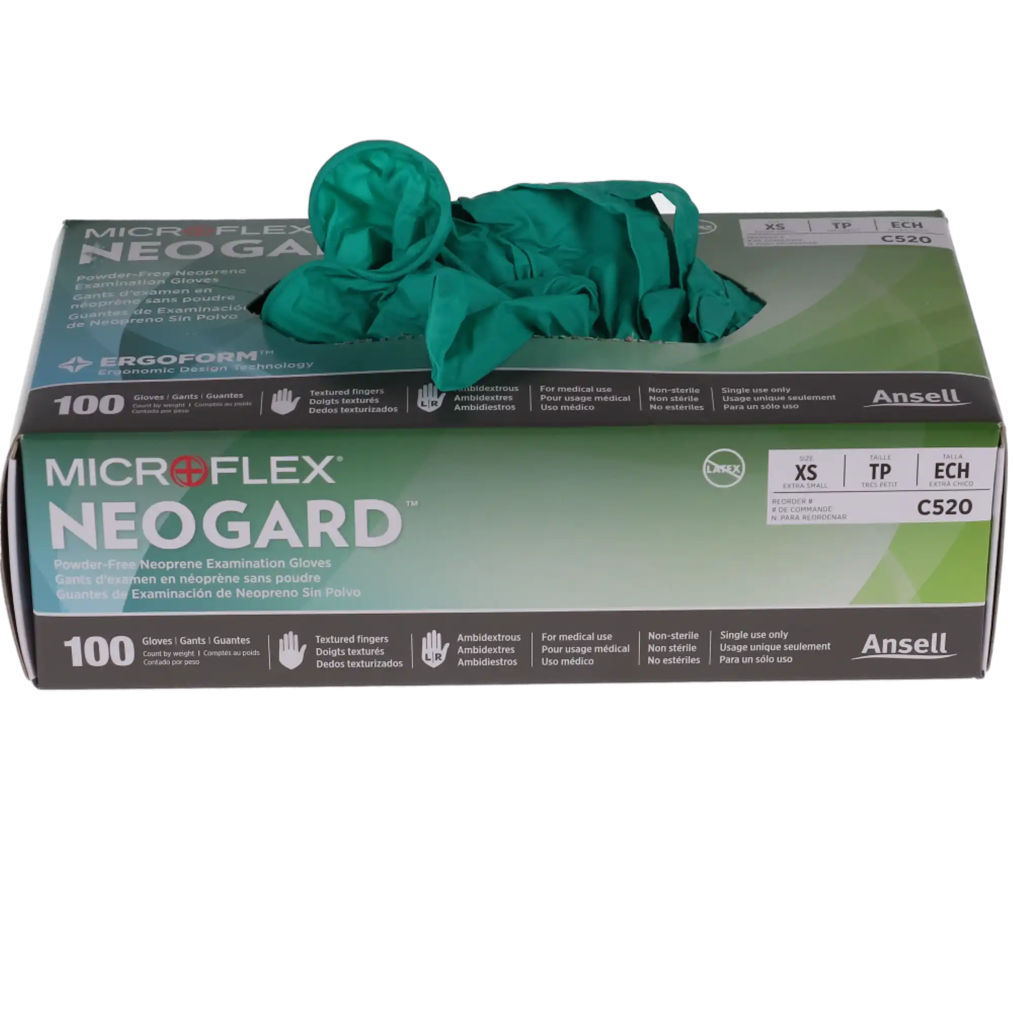 Microflex Neogard C52 Chloroprene Exam Gloves, Powder-Free, Non-Sterile, Small, Green, 100/Box, C521 thumbnail 8