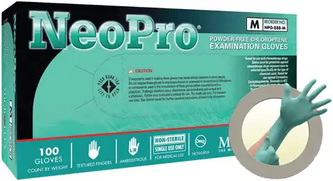 Microflex NeoPro Neoprene Exam Gloves, Powder Free, Latex Free, Green, Large, 100/Box, NPG-888-L thumbnail 8