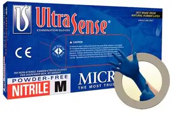 UltraSense US-220 Nitrile Exam Gloves, Powder-Free, Latex-Free, Textured, Blue, Large, 100/Box thumbnail 8