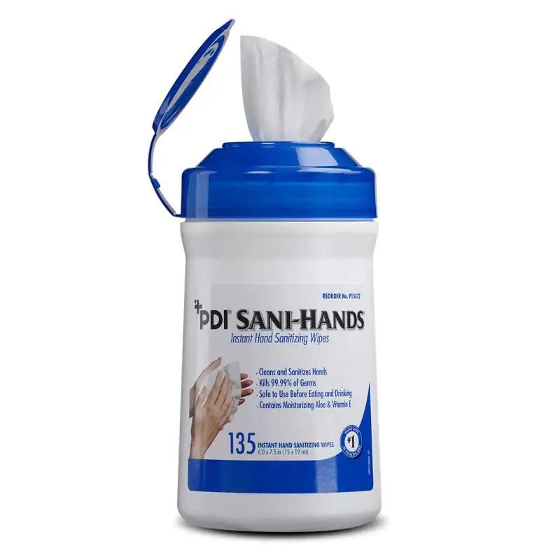 Sani-Hands ALC Instant Hand Sanitizing Wipes, 70% Ethyl Alcohol, 6" x 7.5", 135 Wipes/Canister, P13472 thumbnail 5