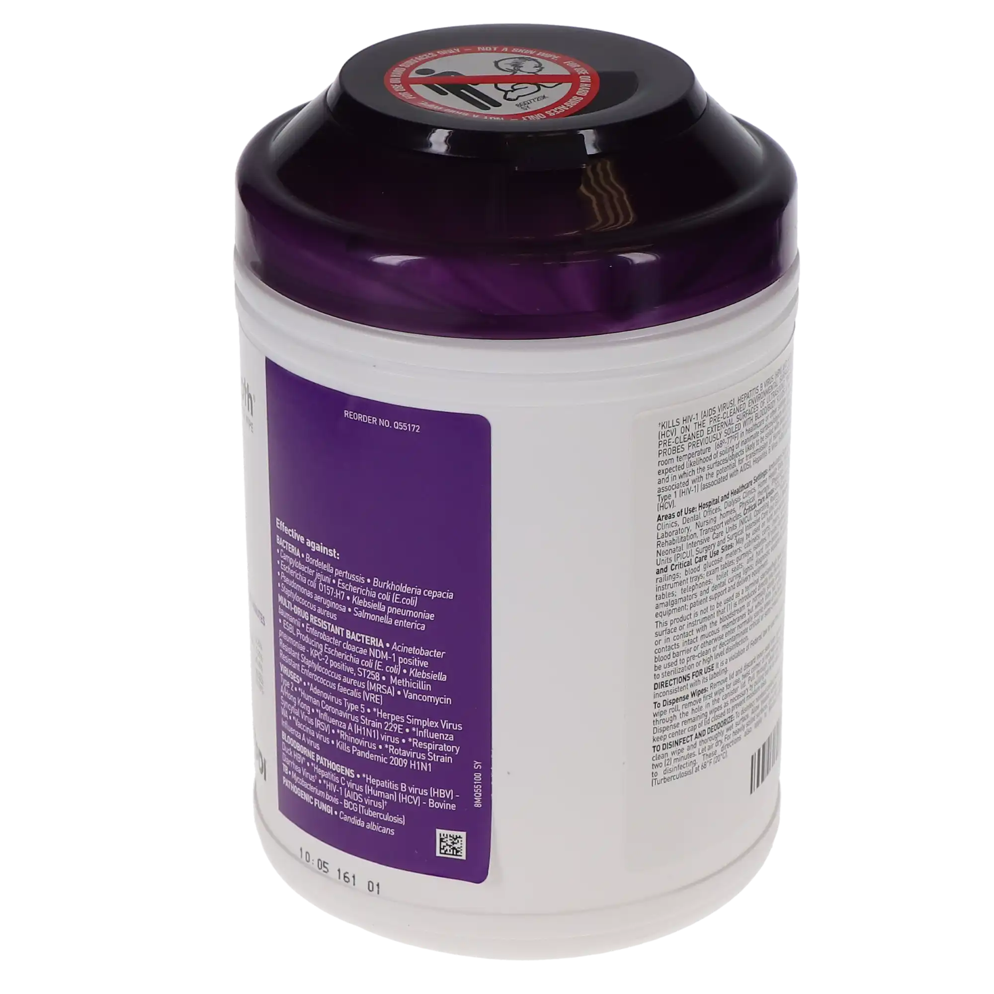 PDI Super Sani-Cloth Large Germicidal Disposable Wipes, 6" x 6.75", High Alcohol 55%, 160/Canister, Q55172 thumbnail 2