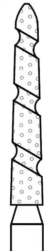 Two Striper TS2000 Gold-Plated Diamond Bur, FG, Curettage (GCP), Coarse, Green, Cone Bevel End, 1.6 mm Major/1.1 mm Minor Diameter, 10 mm Length, 5/Pkg, #2007.10GC, 2000080 thumbnail 2